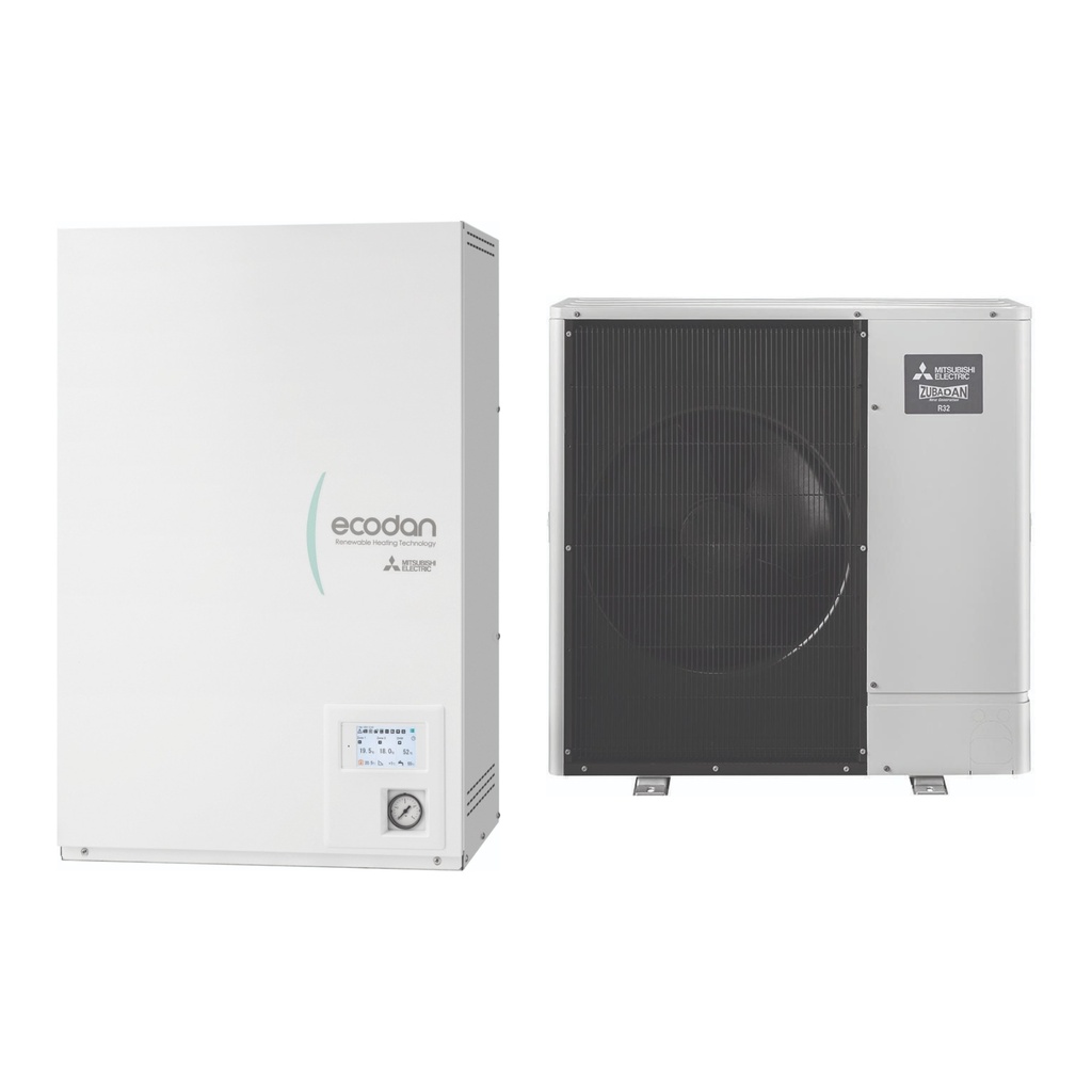 Ensemble MITSUBISHI ELECTRIC Ecodan Zubadan ERSF-YM9E + PUZ-SHWM140YAA – Pompe à chaleur air-eau R32 triphasée