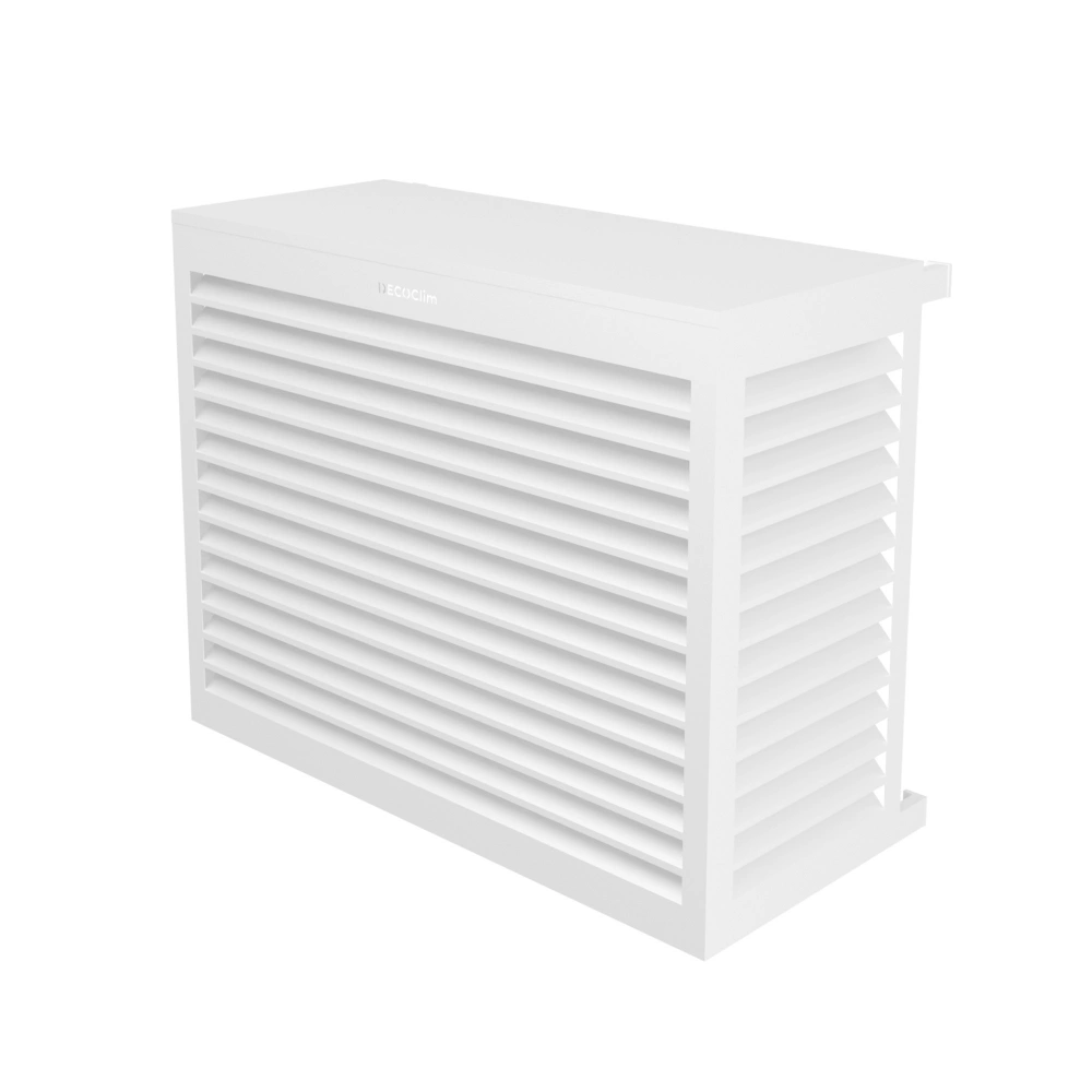 Cache clim et PAC DECOCLIM Alu – Taille XS – face avant, côtés et dessus (intérieur H60 × L75 × P40-55 cm)