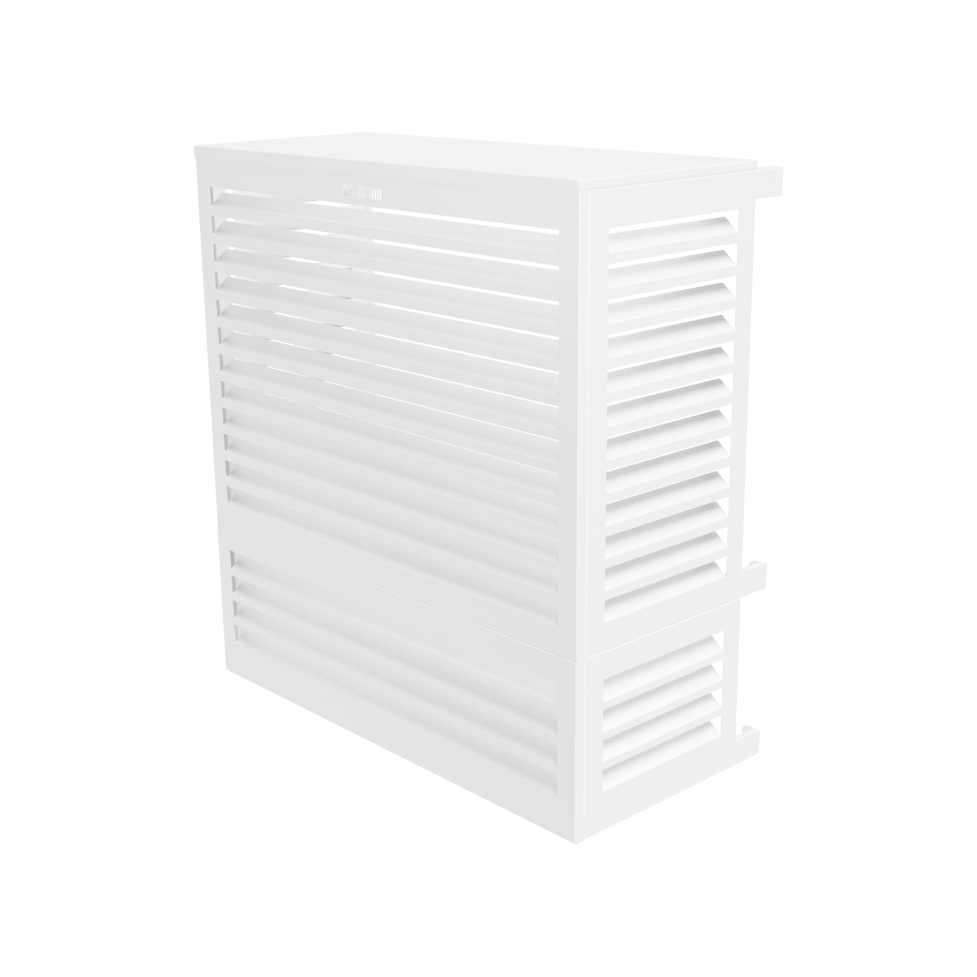 Cache clim et PAC DECOCLIM Alu grande hauteur – Taille S+ – face avant, côtés et dessus (intérieur H98 × L90 × P45-60 cm)