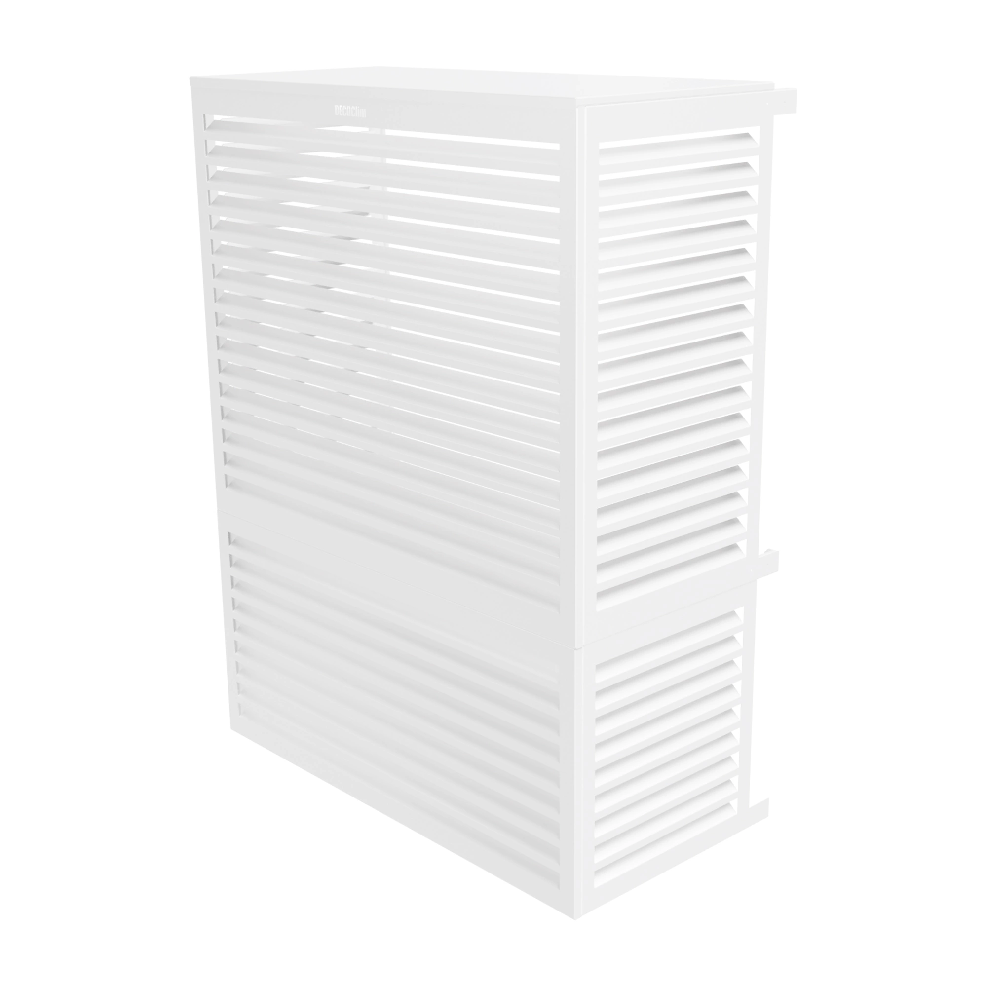 Cache clim et PAC DECOCLIM Alu grande hauteur – Taille L+ – face avant, côtés et dessus (intérieur H150 × L110 × P55-70 cm)
