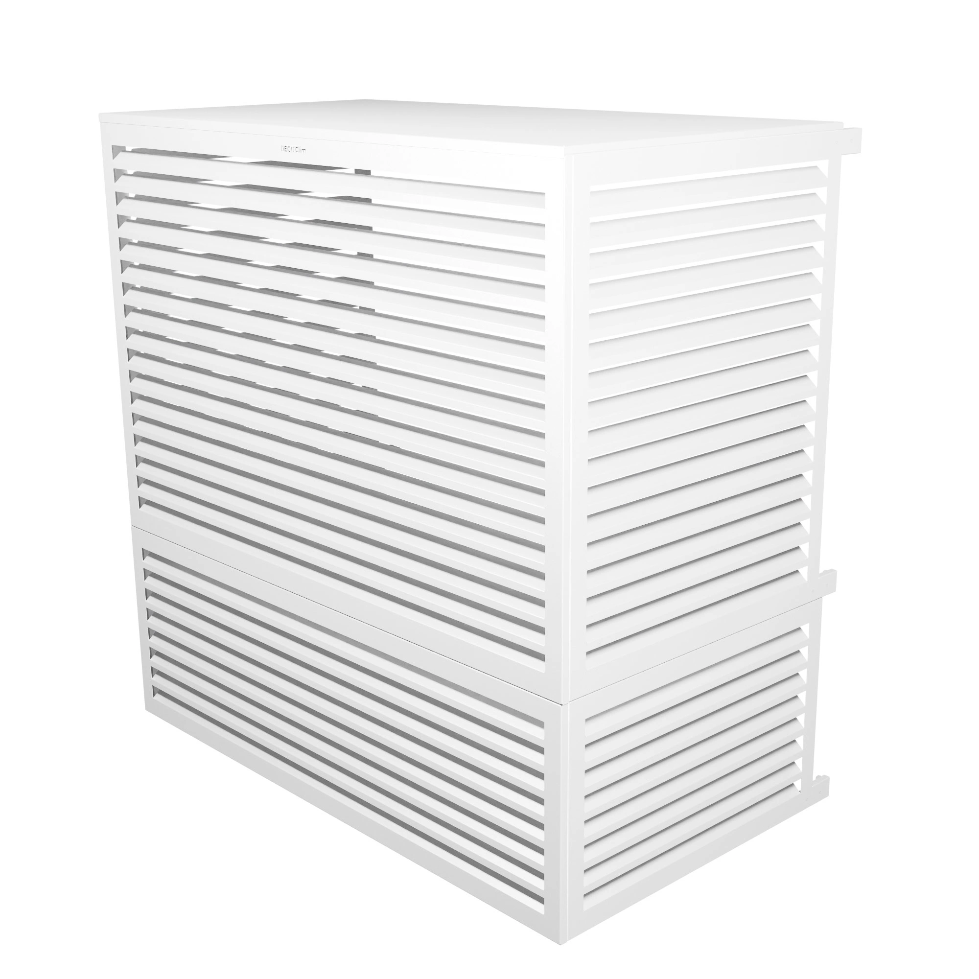 Cache clim et PAC DECOCLIM Alu grande hauteur – Taille XXL+ – face avant, côtés et dessus (intérieur H150 × P85-100 cm)